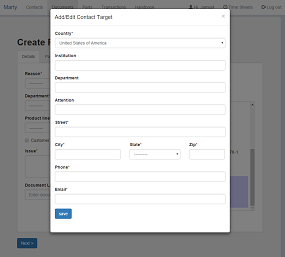 the popup for adding/editing a target