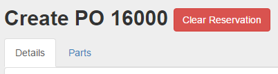 the button for clearing a PO number reservation