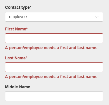 required fields with errors